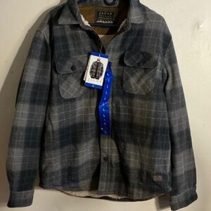 Jachs Men's Black and Gray Checkered Shirt Jacket
